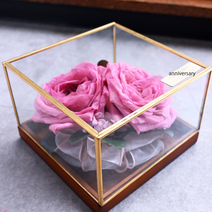 水色バラ10本のプリザーブドフラワー加工